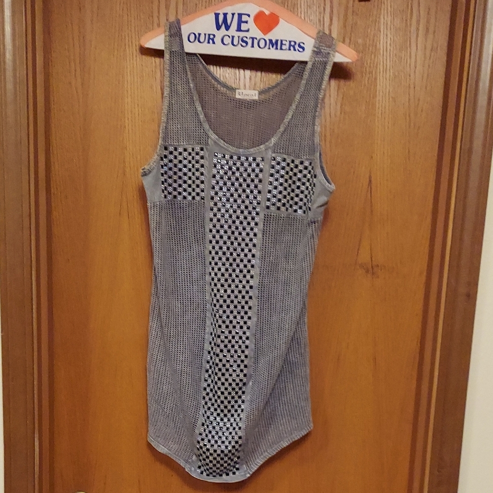 Vocal Black and Gray Checkered Tank Top